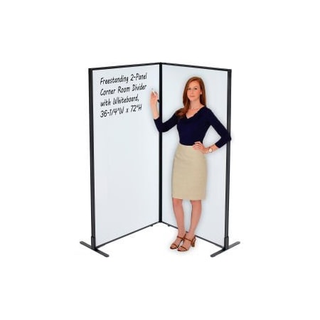 Global Equipment Interion    Freestanding 2-Panel Corner Room Divider with Whiteboard, 36-1/4"W x 72"H 695160B